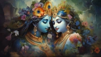 Ethereal Floral Radha Krishna Print wall art print | PrintPosters.in